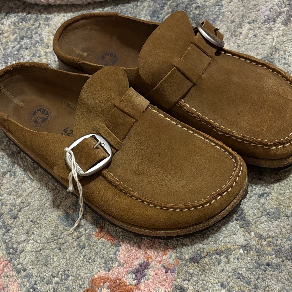 Birkenstock Brown Suede Moccasins with Buckle